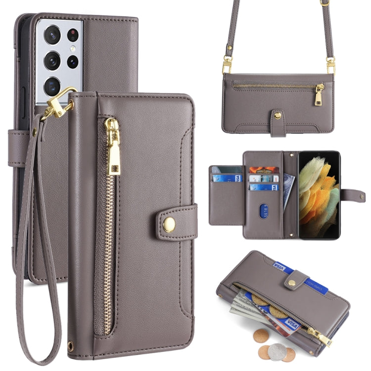 Sheep Texture Cross-body Zipper Wallet Leather Phone Case, For Samsung Galaxy A32 4G, For Samsung Galaxy S21+ 5G, For Samsung Galaxy S21 Ultra 5G, For Samsung Galaxy A12, For Samsung Galaxy A51 5G