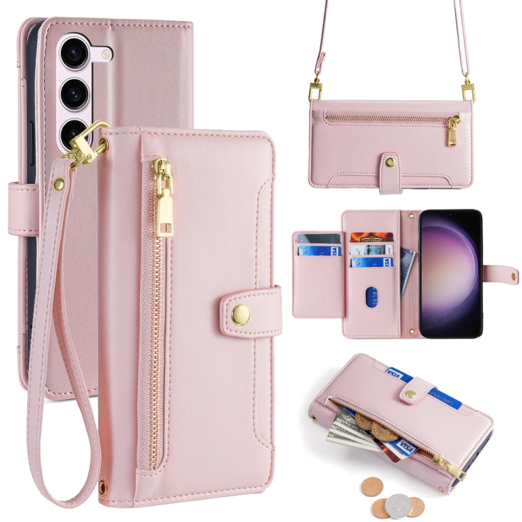 Sheep Texture Cross-body Zipper Wallet Leather Phone Case, For Samsung Galaxy S23 5G, For Samsung Galaxy M53 5G, For Samsung Galaxy A23, For Samsung Galaxy M33 5G, For Samsung Galaxy A53 5G