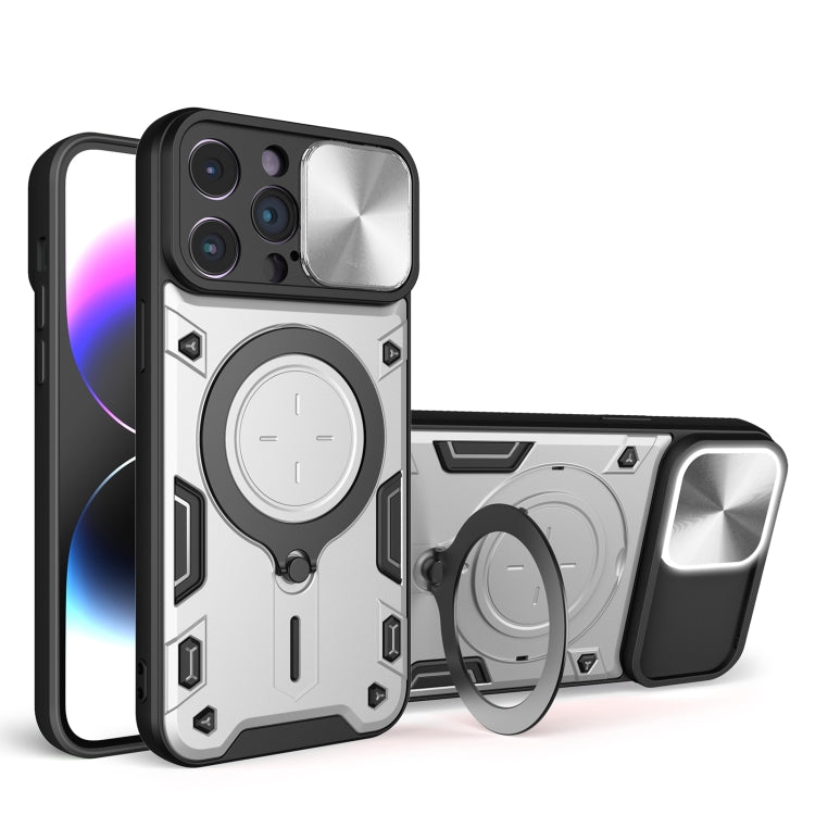 CD Texture Sliding Camshield Magnetic Holder Phone Case, For iPhone 14 Pro, For iPhone 14 Pro Max, For iPhone 13 Pro Max, For iPhone 13 Pro, For iPhone 13