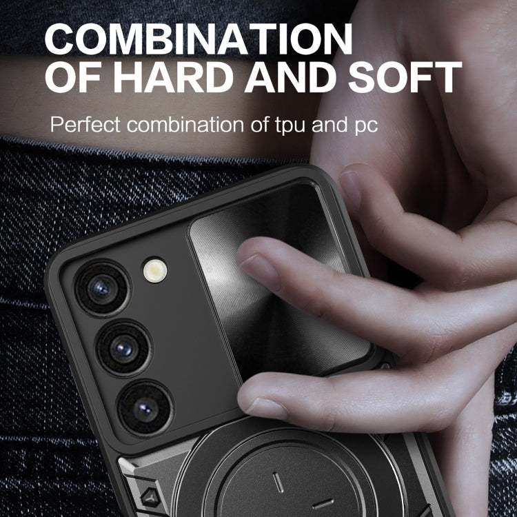 CD Texture Sliding Camshield Magnetic Holder Phone Case