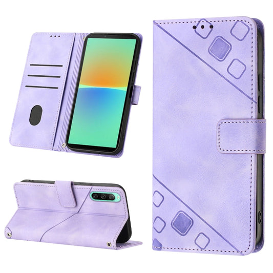 Skin-feel Embossed Leather Phone Case, For Sony Xperia 10 V, For Sony Xperia 10 IV