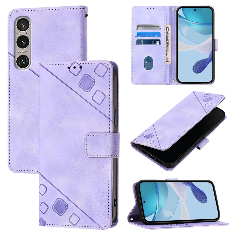 Skin-feel Embossed Leather Phone Case, For Sony Xperia 10 VI, For Sony Xperia 1 VI, For Sony Xperia 5 VI, For Sony Xperia 5 V, For Sony Xperia 1 V