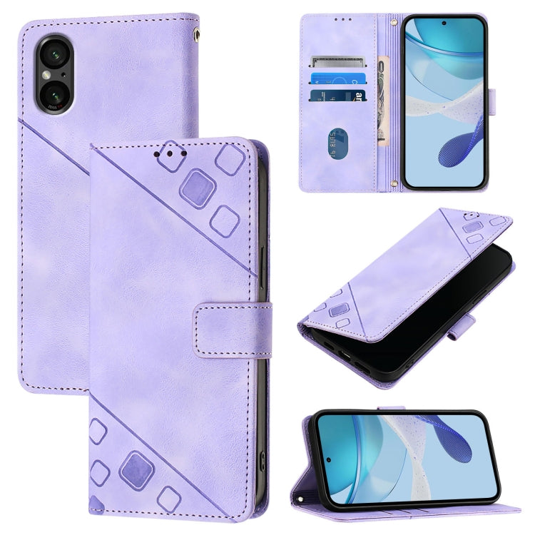 Skin-feel Embossed Leather Phone Case, For Sony Xperia 10 VI, For Sony Xperia 1 VI, For Sony Xperia 5 VI, For Sony Xperia 5 V, For Sony Xperia 1 V