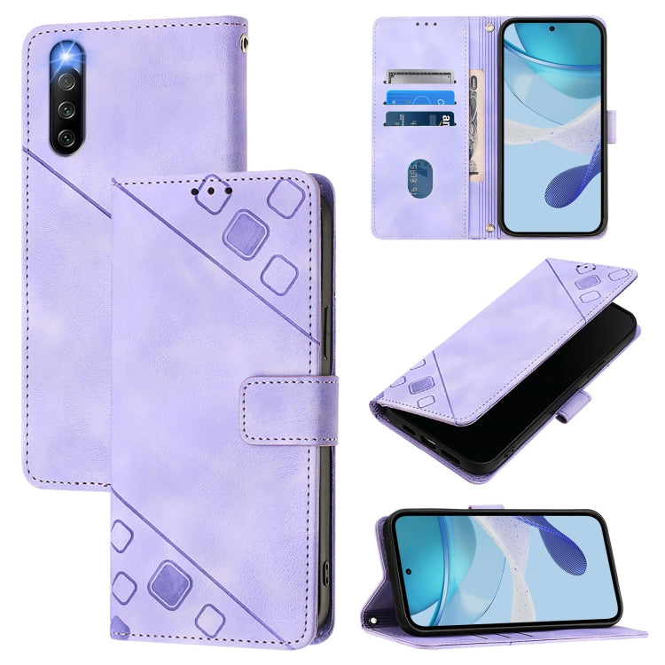 Skin-feel Embossed Leather Phone Case, For Sony Xperia 10 V, For Sony Xperia 10 IV