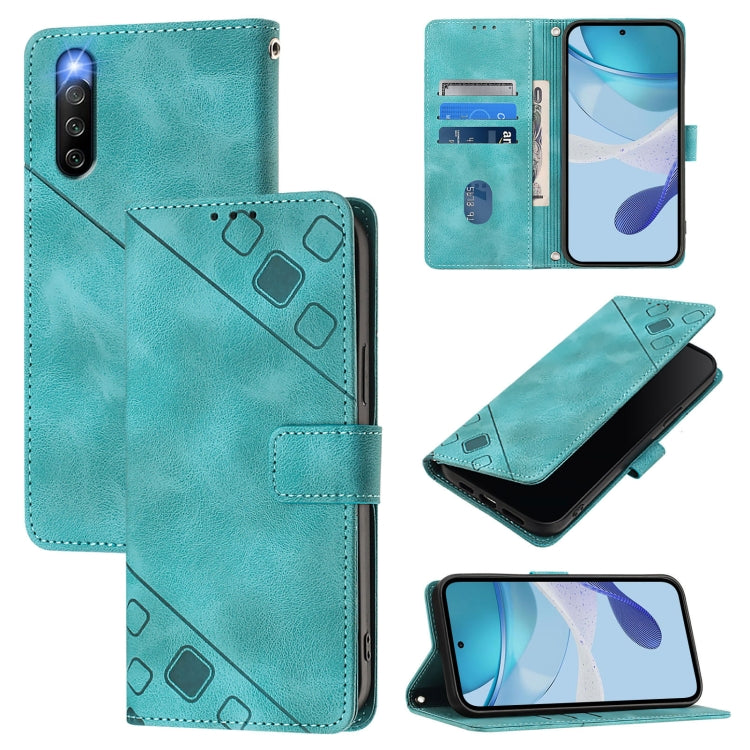 Skin-feel Embossed Leather Phone Case, For Sony Xperia 10 V, For Sony Xperia 10 IV