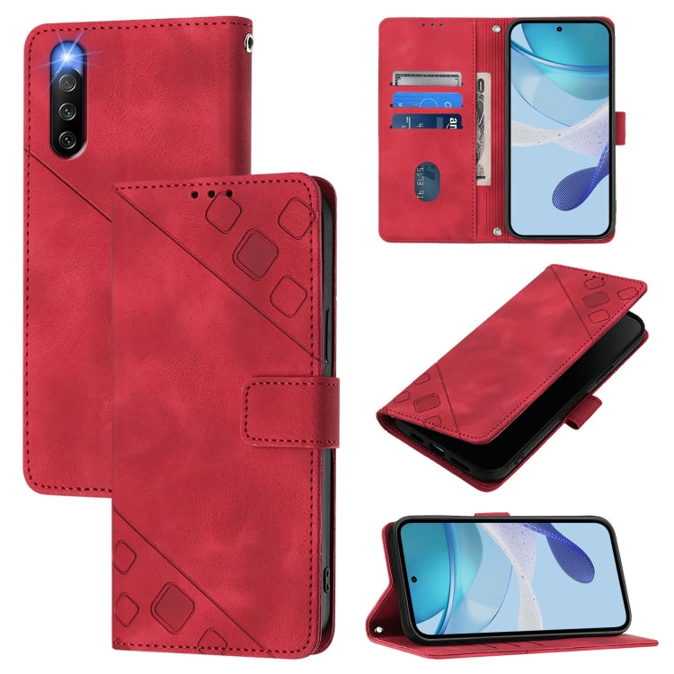 Skin-feel Embossed Leather Phone Case, For Sony Xperia 10 V, For Sony Xperia 10 IV