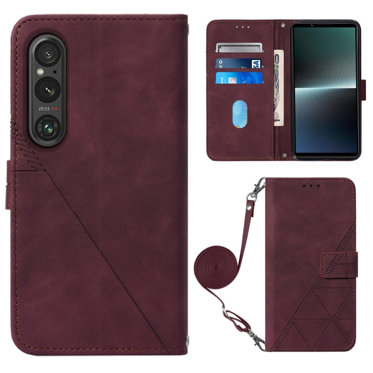 Crossbody 3D Embossed Flip Leather Phone Case, For Sony Xperia 10 VI, For Sony Xperia 1 VI, For Sony Xperia 5 VI, For Sony Xperia 5 V, For Sony Xperia 1 V