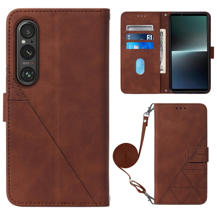 Crossbody 3D Embossed Flip Leather Phone Case, For Sony Xperia 10 VI, For Sony Xperia 1 VI, For Sony Xperia 5 VI, For Sony Xperia 5 V, For Sony Xperia 1 V