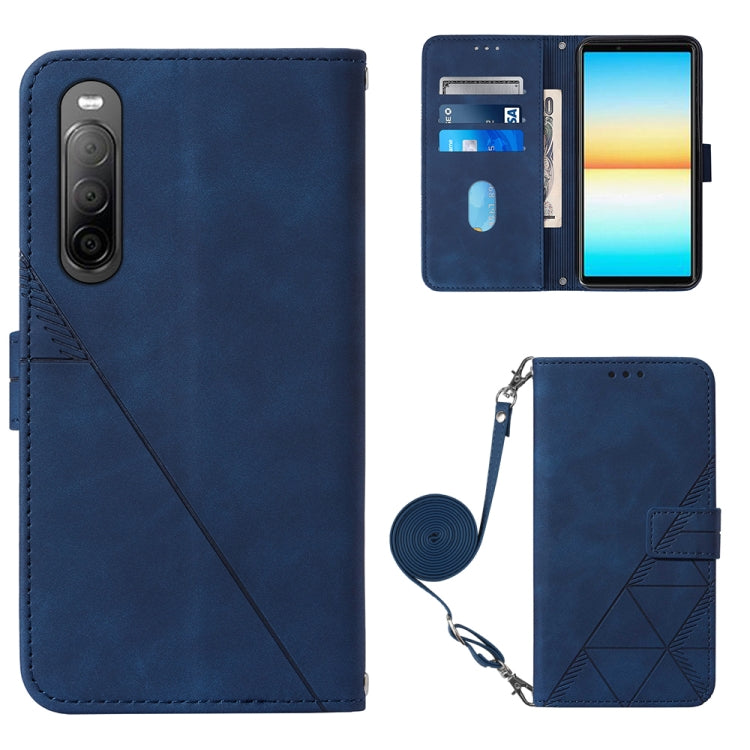 Crossbody 3D Embossed Flip Leather Phone Case, For Sony Xperia 10 V, For Sony Xperia 10 IV