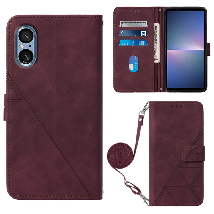 Crossbody 3D Embossed Flip Leather Phone Case, For Sony Xperia 10 VI, For Sony Xperia 1 VI, For Sony Xperia 5 VI, For Sony Xperia 5 V, For Sony Xperia 1 V