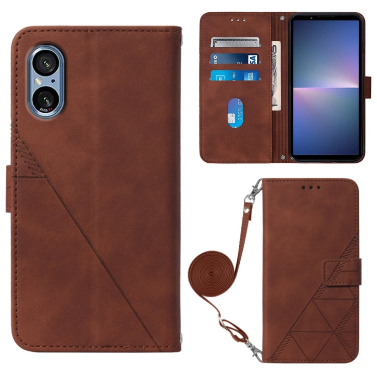 Crossbody 3D Embossed Flip Leather Phone Case, For Sony Xperia 10 VI, For Sony Xperia 1 VI, For Sony Xperia 5 VI, For Sony Xperia 5 V, For Sony Xperia 1 V