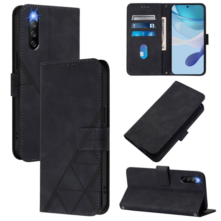 Crossbody 3D Embossed Flip Leather Phone Case, For Sony Xperia 10 V, For Sony Xperia 10 IV