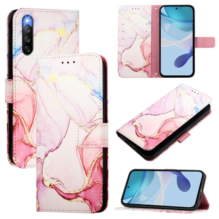 PT003 Marble Pattern Flip Leather Phone Case, For Sony Xperia 10 IV