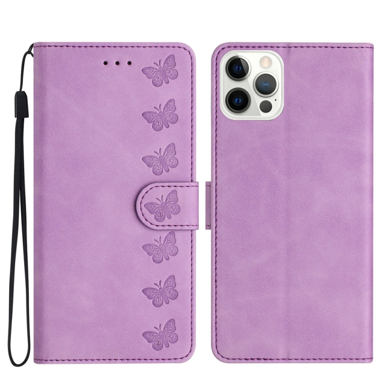 Seven Butterflies Embossed Leather Phone Case, For iPhone 13 mini, For iPhone 12, For iPhone 12 Pro Max, For iPhone 12 Pro, For iPhone 12 mini