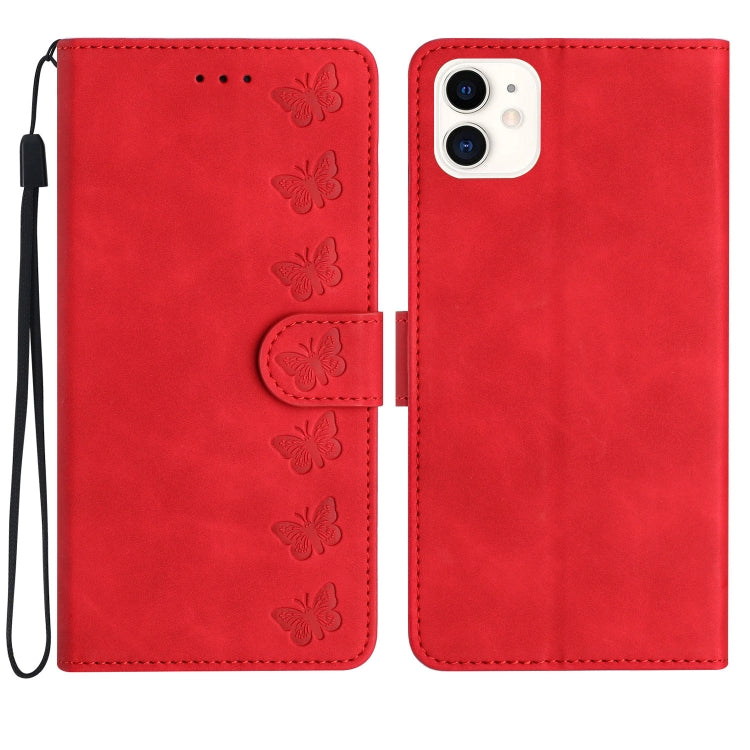 Seven Butterflies Embossed Leather Phone Case, For iPhone 11 Pro Max, For iPhone 11, For iPhone 11 Pro