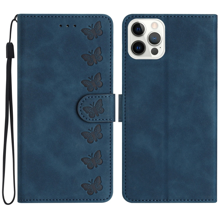 Seven Butterflies Embossed Leather Phone Case, For iPhone 16 Pro Max, For iPhone 16 Pro, For iPhone 16 Plus, For iPhone 16, For iPhone 15 Pro Max