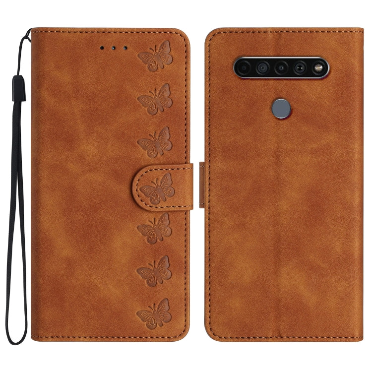 Seven Butterflies Embossed Leather Phone Case, For LG K50, For LG K51S, For LG K61