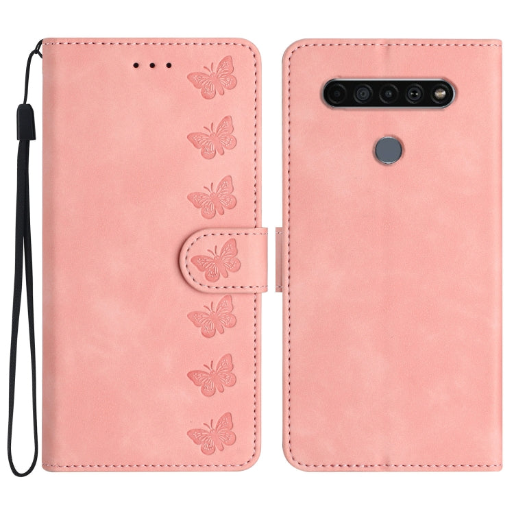 Seven Butterflies Embossed Leather Phone Case, For LG K50, For LG K51S, For LG K61