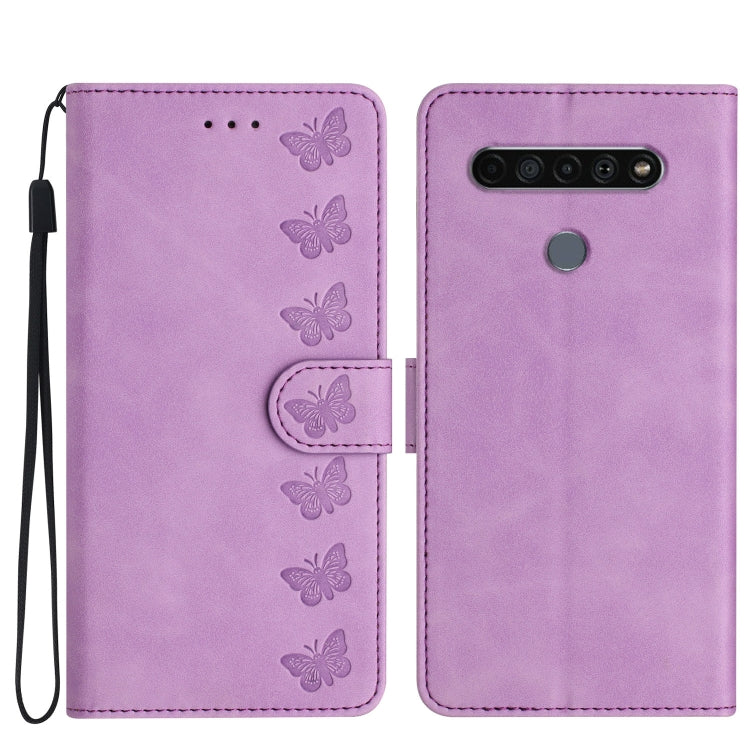 Seven Butterflies Embossed Leather Phone Case, For LG K50, For LG K51S, For LG K61