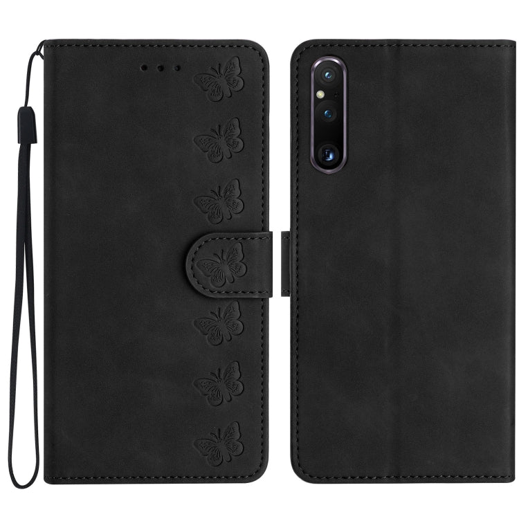 Seven Butterflies Embossed Leather Phone Case, For Sony Xperia 10 VI, For Sony Xperia 1 VI, For Sony Xperia 1 V 2023, For Sony Xperia 10 V 2023, For Sony Xperia 1 IV