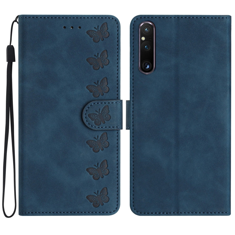 Seven Butterflies Embossed Leather Phone Case, For Sony Xperia 10 VI, For Sony Xperia 1 VI, For Sony Xperia 1 V 2023, For Sony Xperia 10 V 2023, For Sony Xperia 1 IV