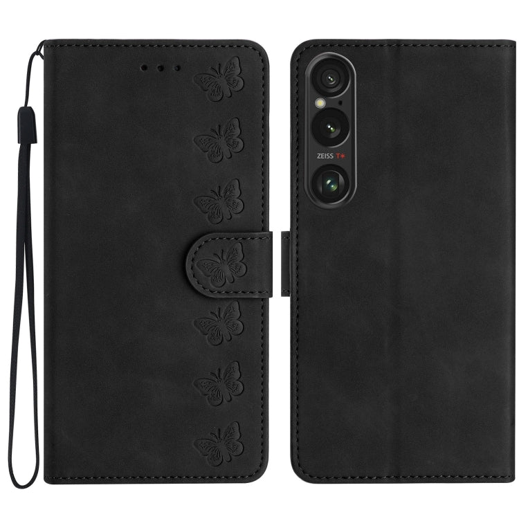 Seven Butterflies Embossed Leather Phone Case, For Sony Xperia 10 VI, For Sony Xperia 1 VI, For Sony Xperia 1 V 2023, For Sony Xperia 10 V 2023, For Sony Xperia 1 IV