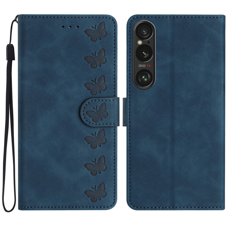 Seven Butterflies Embossed Leather Phone Case, For Sony Xperia 10 VI, For Sony Xperia 1 VI, For Sony Xperia 1 V 2023, For Sony Xperia 10 V 2023, For Sony Xperia 1 IV