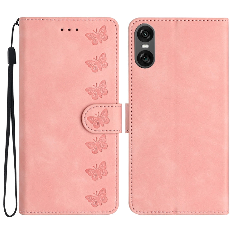 Seven Butterflies Embossed Leather Phone Case, For Sony Xperia 10 VI, For Sony Xperia 1 VI, For Sony Xperia 1 V 2023, For Sony Xperia 10 V 2023, For Sony Xperia 1 IV