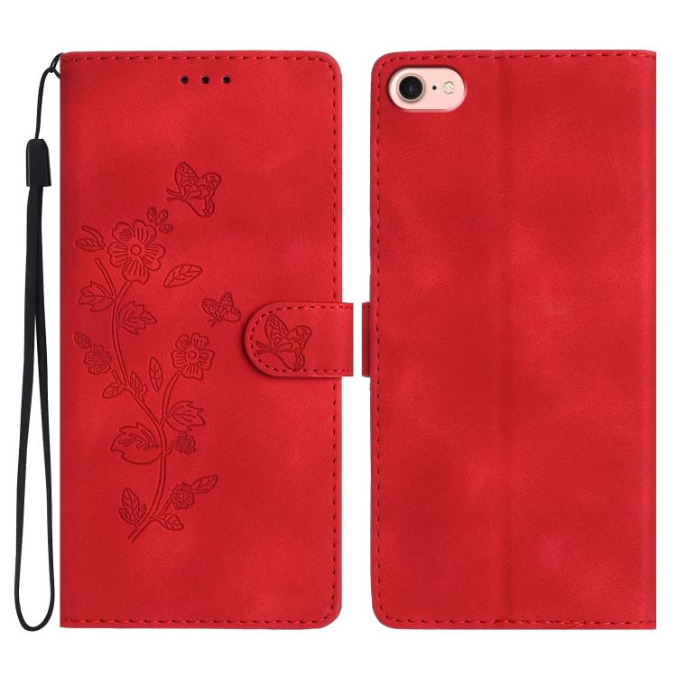 Flower Butterfly Embossing Pattern Leather Phone Case