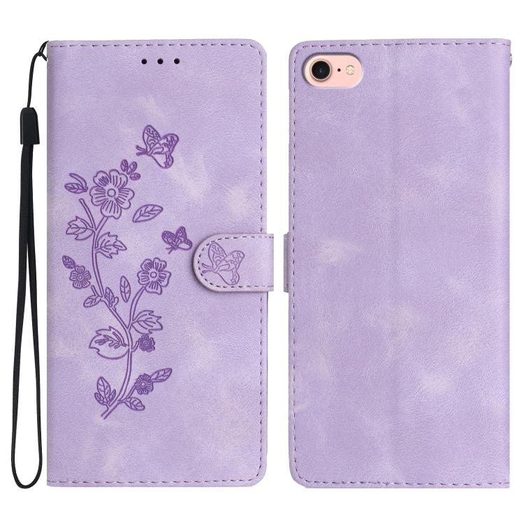 Flower Butterfly Embossing Pattern Leather Phone Case