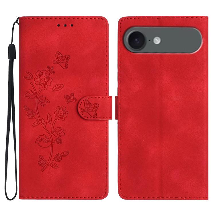 Flower Butterfly Embossing Pattern Leather Phone Case