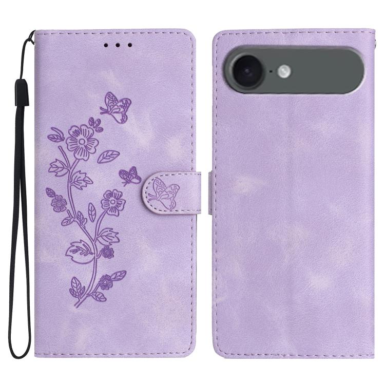 Flower Butterfly Embossing Pattern Leather Phone Case