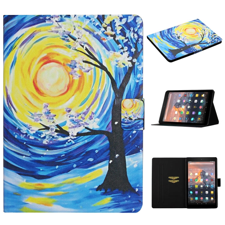 Colored Drawing Pattern Horizontal Flip Leather Case with Holder & Card Slots & Sleep / Wake-up Function, For Amazon Kindle Fire HD8 (2020), For Amazon Kindle Fire HD10 (2017)