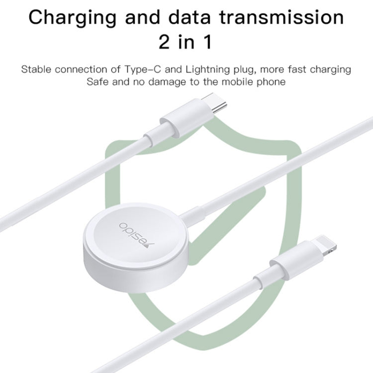 Yesido CA113 For Apple Watch 2 in 1 USB-C / Type-C to 8 Pin Wireless Magnetic Watch Charger, Cable Length: 1.2m, CA113