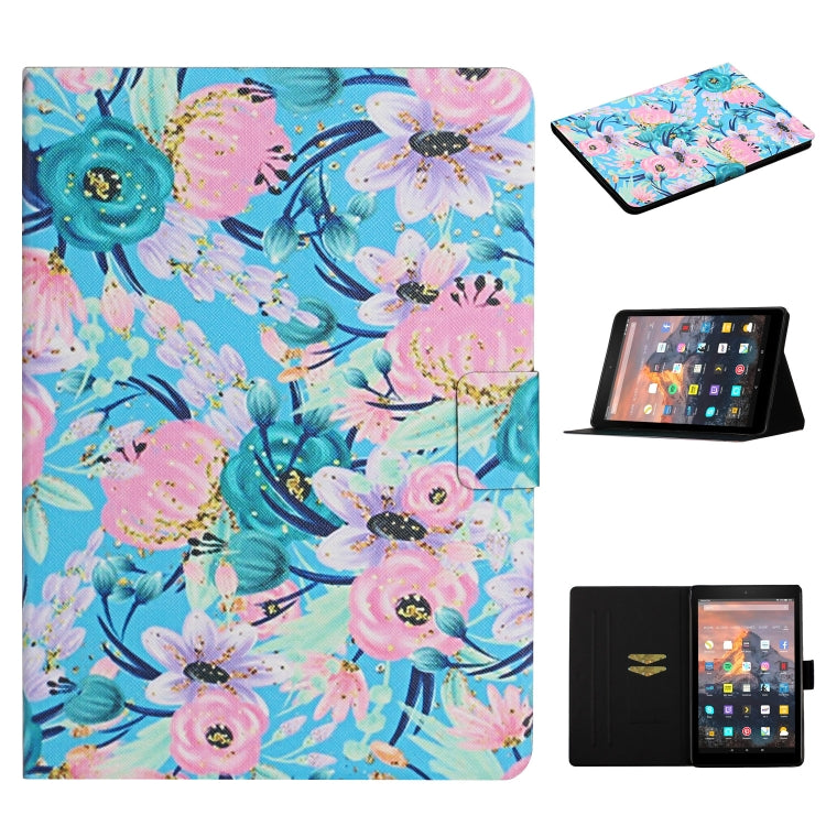 Flower Pattern Horizontal Flip Leather Case with Card Slots & Holder, For Amazon Kindle Fire HD 8 (2020), For Amazon Kindle Fire HD 10, For iPad 5, For iPad 10.2, For iPad Pro 10.5 inch