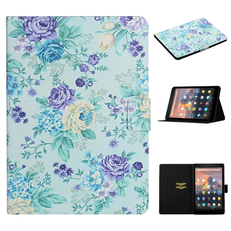 Flower Pattern Horizontal Flip Leather Case with Card Slots & Holder, For Amazon Kindle Fire HD 8 (2020), For Amazon Kindle Fire HD 10, For iPad 5, For iPad 10.2, For iPad Pro 10.5 inch