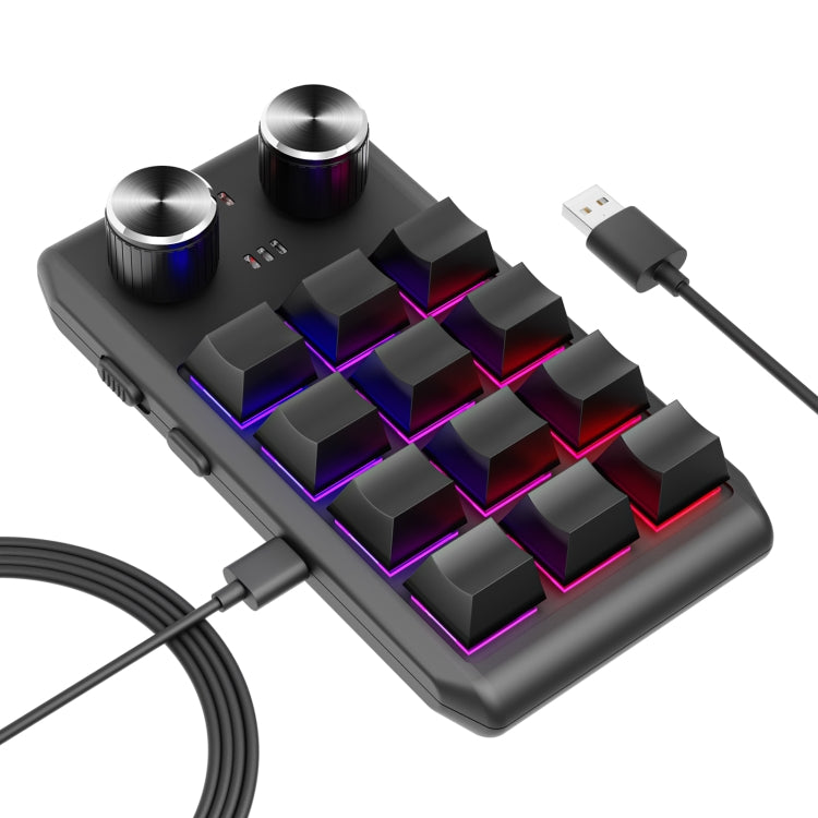 12KV2 MOLD Mini Mechanical 12 Keys 2 Knob Custom Programming Keyboard, USB Wired, Bluetooth Wireless