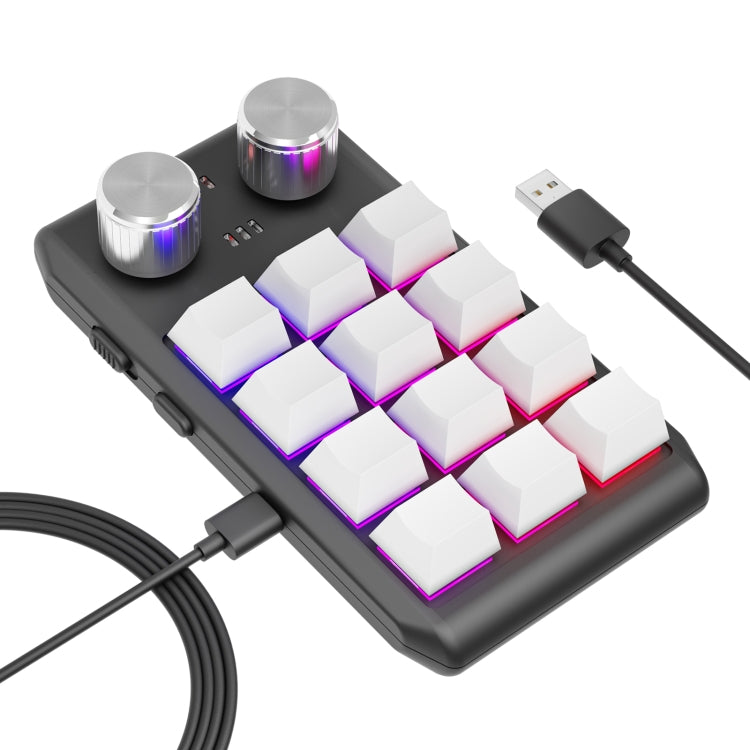 12KV2 MOLD Mini Mechanical 12 Keys 2 Knob Custom Programming Keyboard, USB Wired, Bluetooth Wireless