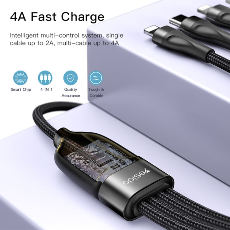 YESIDO CA111 1.2m 4A USB to Dual Type-C + Dual 8 Pin Charging Cable, CA111