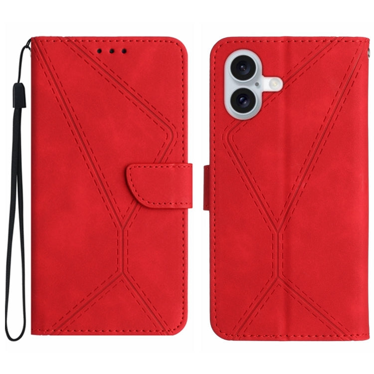 Stitching Embossed Leather Phone Case, For iPhone 16 Pro Max, For iPhone 16 Pro, For iPhone 16 Plus, For iPhone 16, For iPhone SE 2024