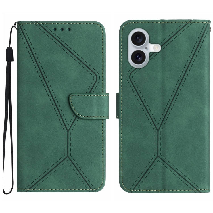 Stitching Embossed Leather Phone Case, For iPhone 16 Pro Max, For iPhone 16 Pro, For iPhone 16 Plus, For iPhone 16, For iPhone SE 2024