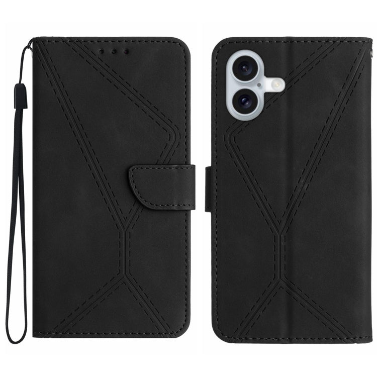 Stitching Embossed Leather Phone Case, For iPhone 16 Pro Max, For iPhone 16 Pro, For iPhone 16 Plus, For iPhone 16, For iPhone SE 2024