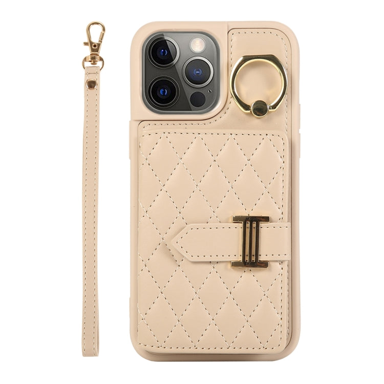 Horizontal Card Bag Ring Holder Phone Case with Dual Lanyard, For iPhone 13, For iPhone 12, For iPhone 12 Pro Max