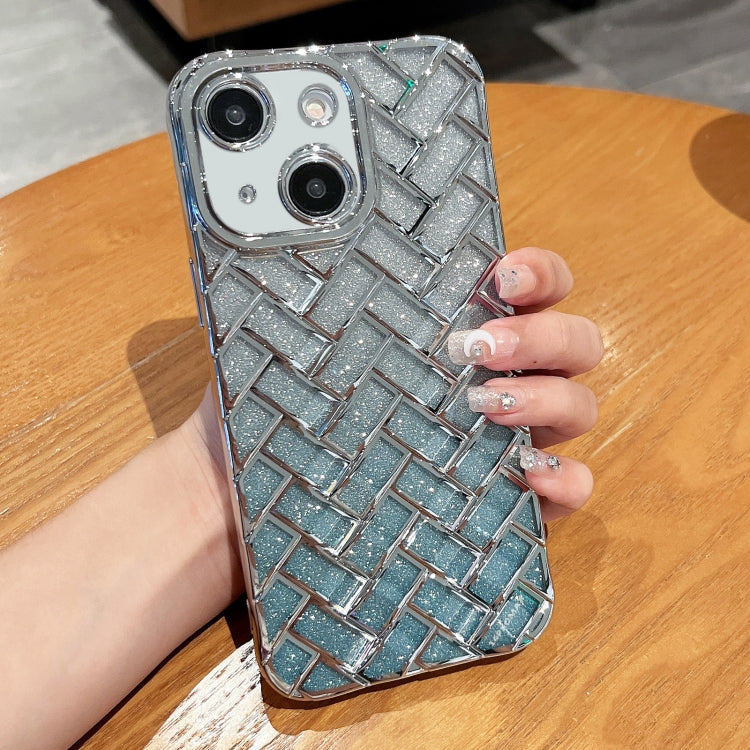 Woven Grid 3D Electroplating Laser Engraving Glitter Paper Phone Case, For iPhone 14, For iPhone 14 Pro, For iPhone 14 Pro Max, For iPhone 13 Pro Max