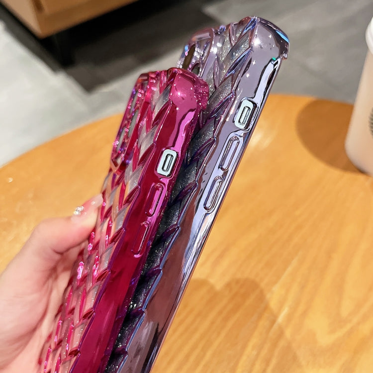 Woven Grid 3D Electroplating Laser Engraving Glitter Paper Phone Case, For iPhone 14, For iPhone 14 Pro, For iPhone 14 Pro Max, For iPhone 13 Pro Max