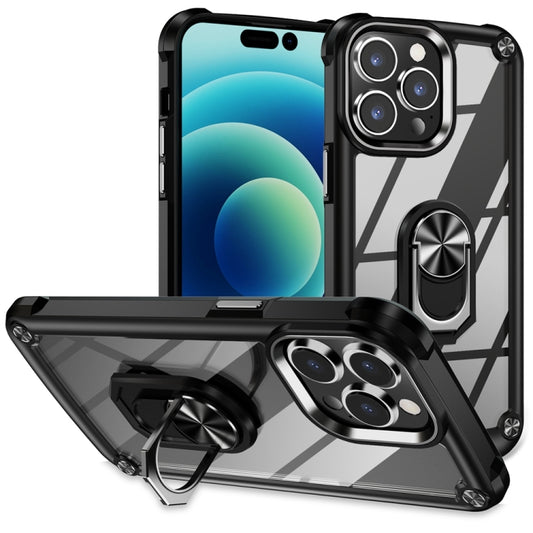 TPU + PC Lens Protection Phone Case with Ring Holder, For iPhone 15 Pro, For iPhone 15 Plus, For iPhone 15