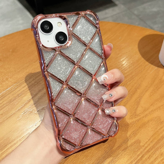 3D Diamond Lattice Laser Engraving Glitter Paper Phone Case, For iPhone 14 / 13, For iPhone 15 Pro Max, For iPhone 14 Pro, For iPhone 15 Pro