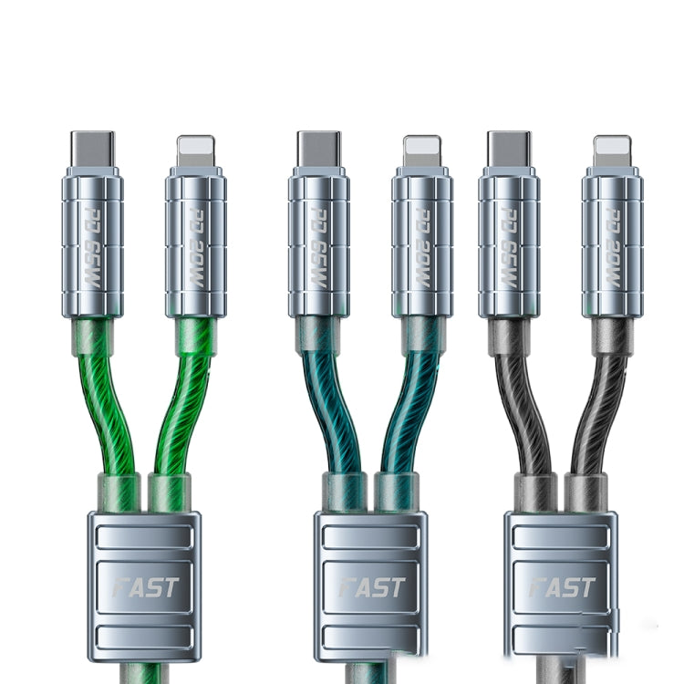 WK WDC-12 65W 2 in 1 Type-C to Type-C+8 Pin Super Fast Charge Data Cable, Length: 1.2m, WDC-13