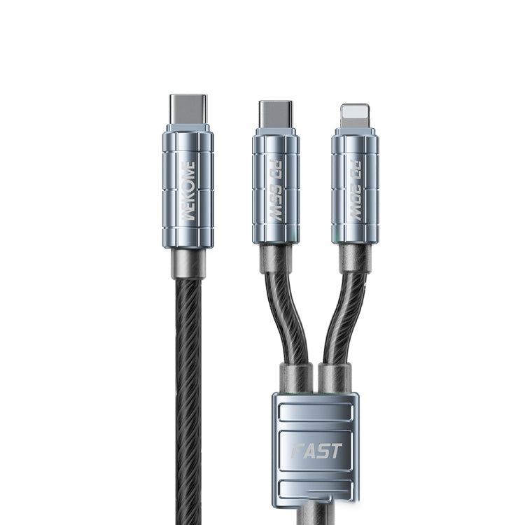 WK WDC-12 65W 2 in 1 Type-C to Type-C+8 Pin Super Fast Charge Data Cable, Length: 1.2m, WDC-13