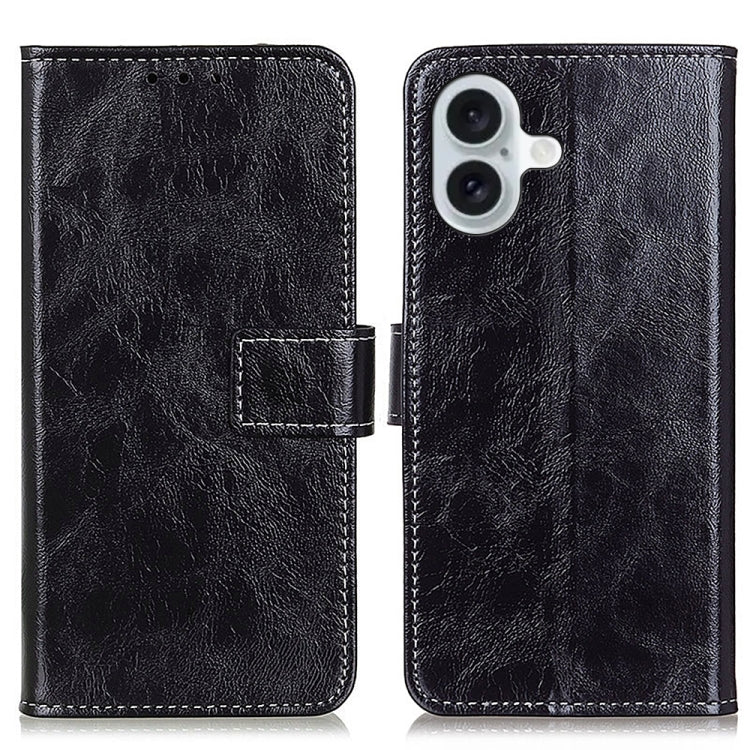 Retro Crazy Horse Texture Horizontal Flip Leather Phone Case, For iPhone 16 Pro Max, For iPhone 16 Pro, For iPhone 16 Plus, For iPhone 16, For iPhone SE 2024, For iPhone 15 Pro Max